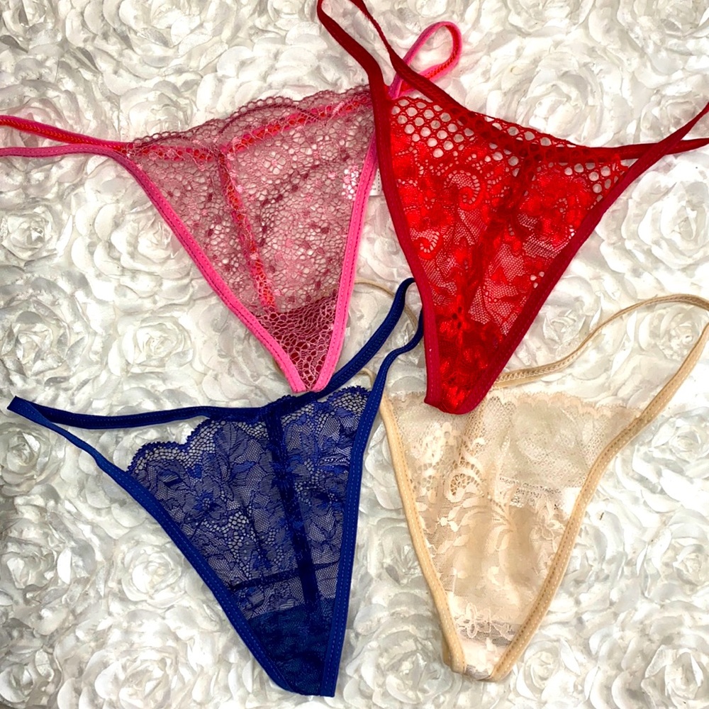 Bundle of 4 new g string lace thong panties size large